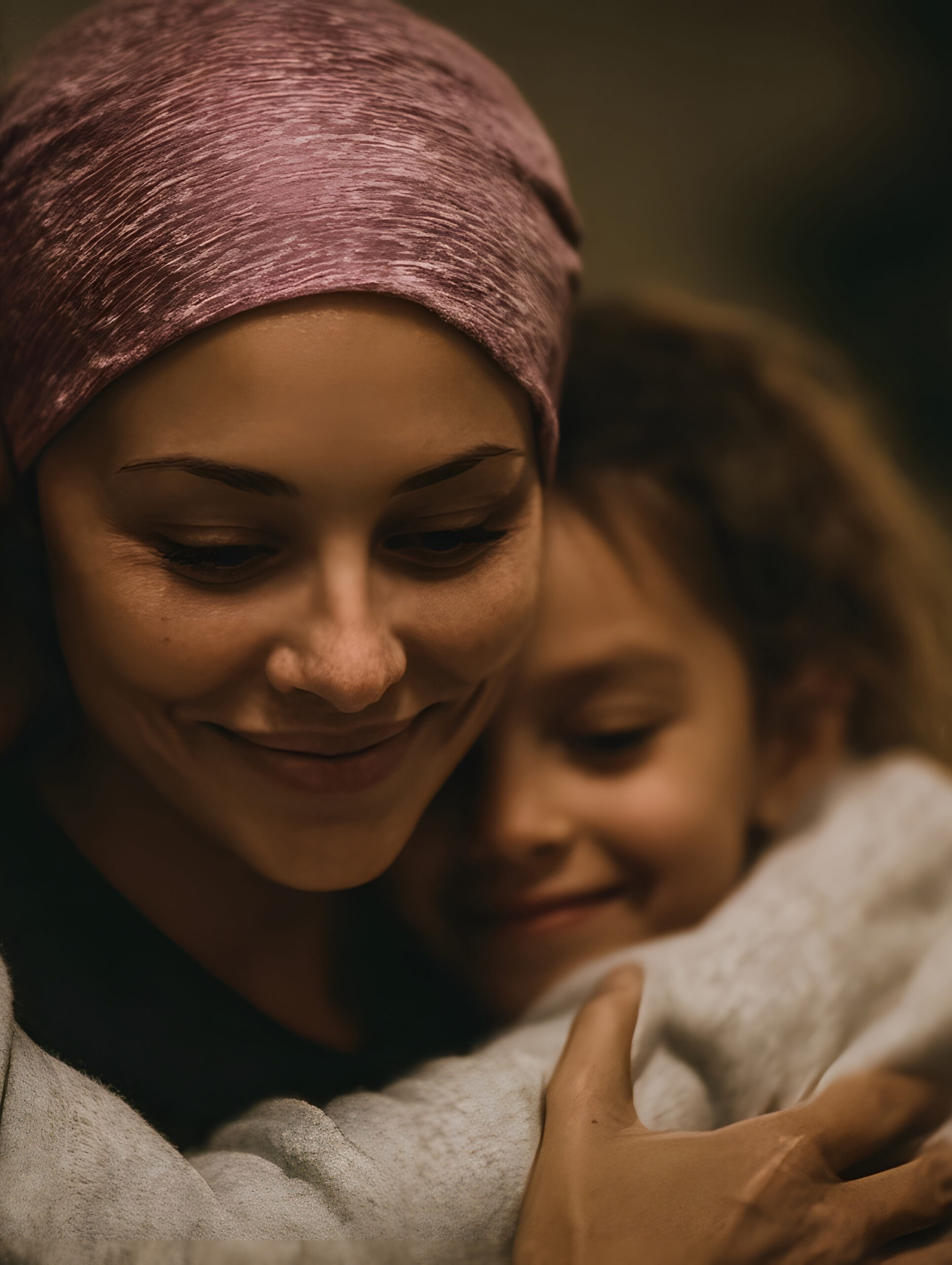 Family embracing and supporting each other in a warm intimate moment